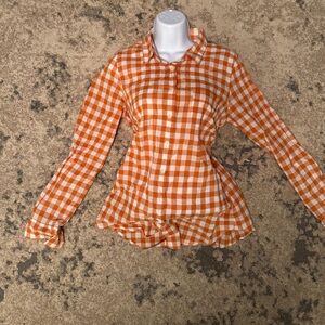 J. Crew Orange Checkered Shirt